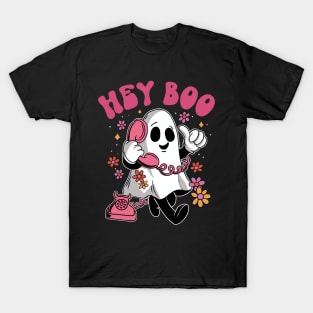 Hey Boo - Groovy Ghost Halloween design for Men, Womens Kids T-Shirt